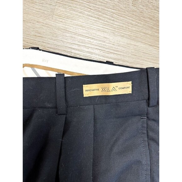Murano Innovative XLA Comfort Black Mens Plated Front Trousers Dress Pants 38R - Picture 4 of 10